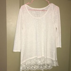 Baby doll top with lace trim
